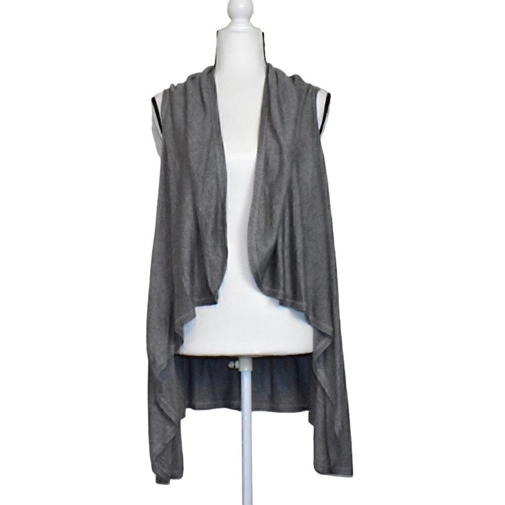 Coldwater Creek Sleeveless Draped Open Front Waterfall Front Vest Gray S…